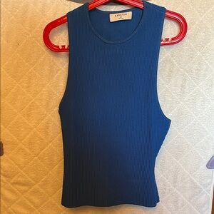 Aritzia Babaton blue ribbed sleeveless top